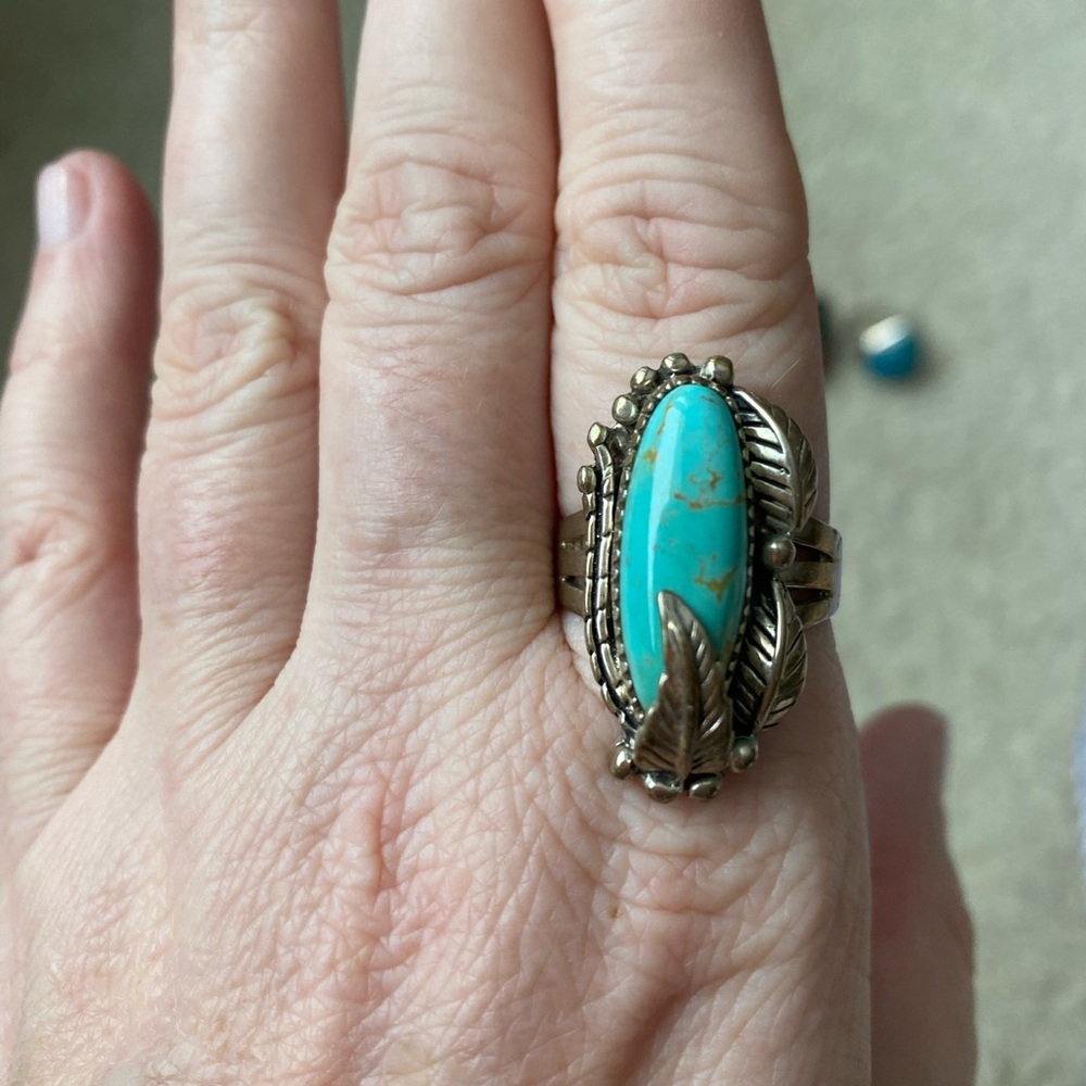Turquoise Silver Ring Set - Picture 8 of 11